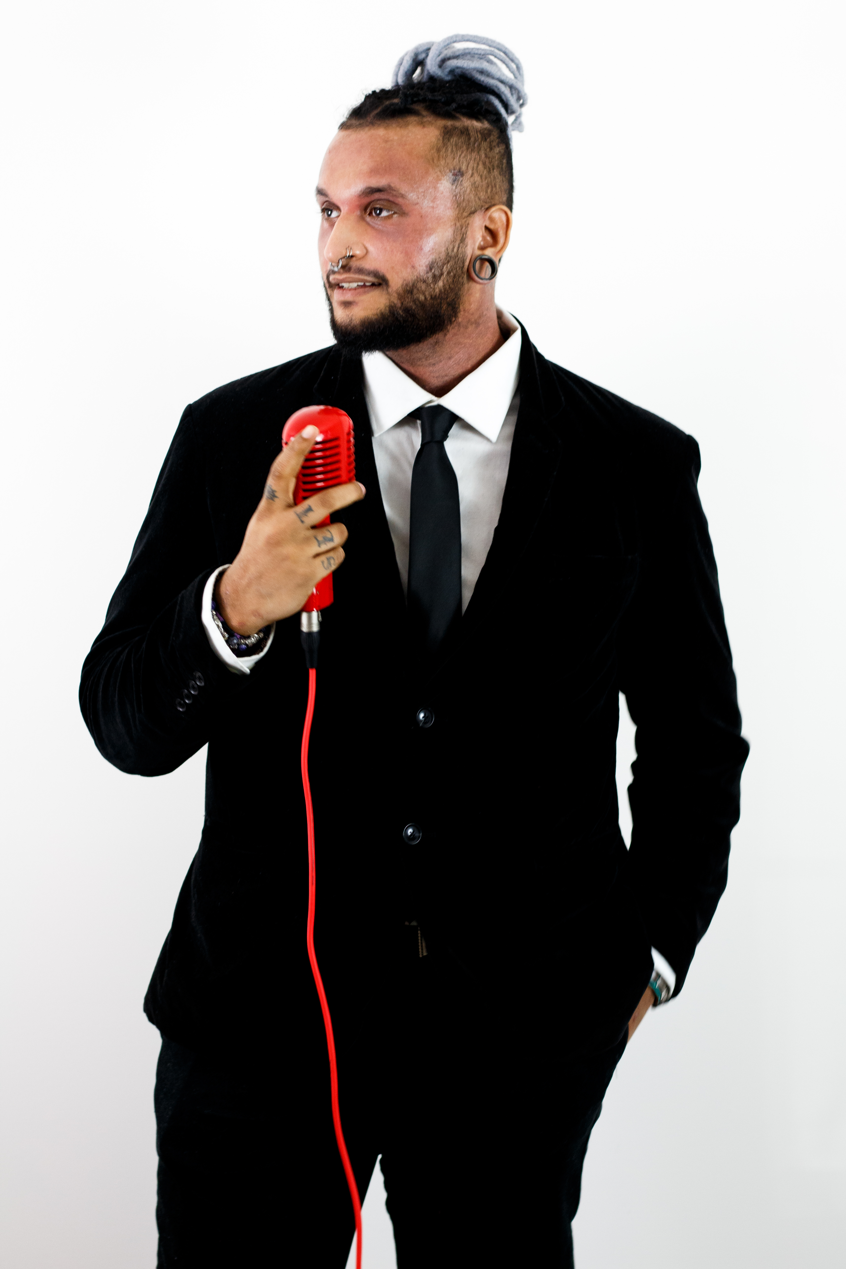 Danny Moon portrait with microphone